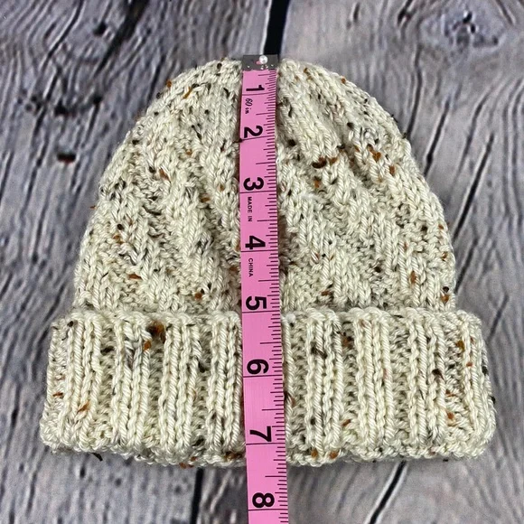 Homemade Cream/Brown/Tan Crocheted Knit Yarn Hat - Picture 9 of 11